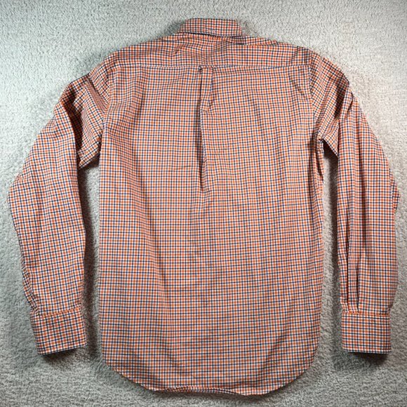 Gustin Long Sleeve Button Shirt Thomas Mason Orange Blue Gingham Medium Cotton - Picture 2 of 10